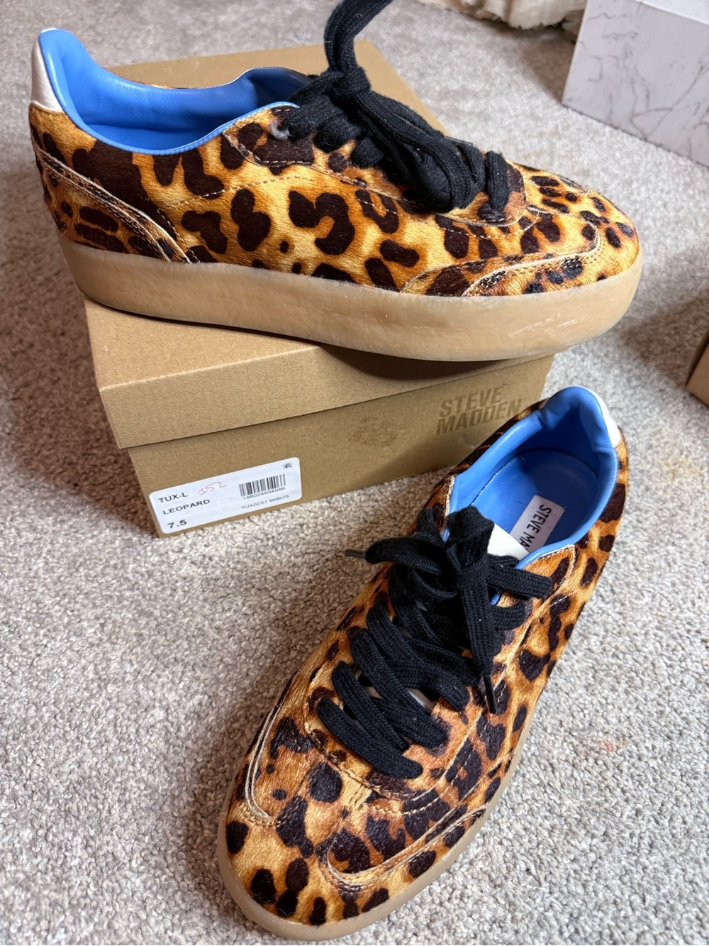 Steve Madden Leopard-Print Platform Sneakers with Blue Liner